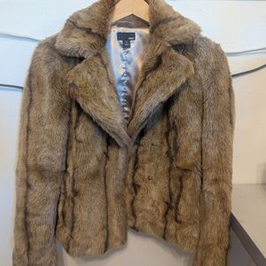 H&M Faux Fur Teddy Jacket in Brown